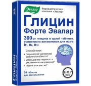 Глицин форте Эвалар табл. д/рассас. 300 мг 0.6 г №20, Эвалар ЗАО