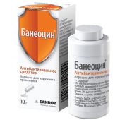 Банеоцин, пор. д/наружн. прим. 250 МЕ/г + 5000 МЕ/г, бан. 10г, Сандоз д.д.