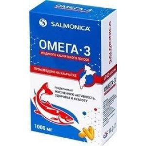 Омега-3 из дикого камчатского лосося Салмоника капс. 1000 мг / 1300 мг №42, Тымлатский рыбокомбинат ООО