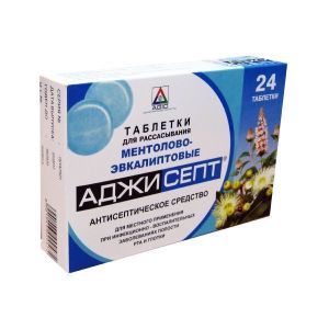 Аджисепт табл. д/рассас. №24 ментол.-эвкал., Аджио Фармацевтикалз Лтд